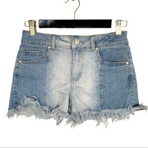 Altar’d State Two Tone Raw Hem Denim Short